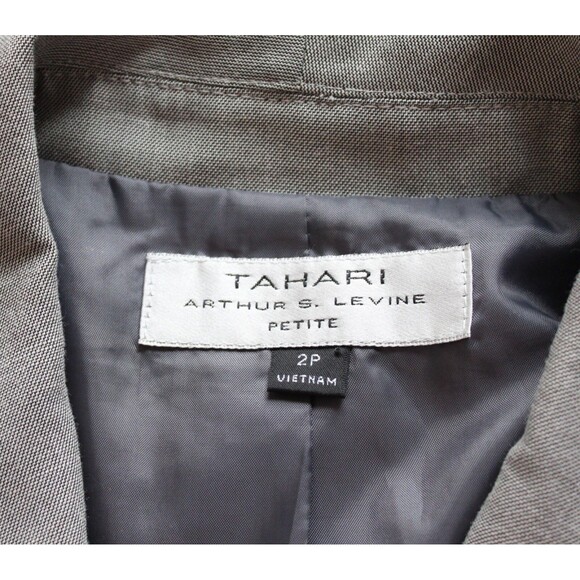 Tahari Arthur S Levine Blazer Gray Single Breasted Shawl Collar Ruffle Size 2P - Picture 6 of 6